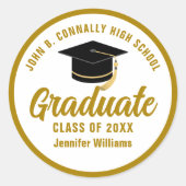 Eleganter Gold Abschluss Custom 2025 Graduate Runder Aufkleber (Vorderseite)