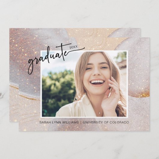 Eleganter Gold Abschluss Einladung (Vorne/Hinten)