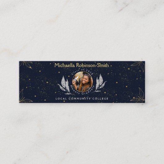 Eleganter Gold Abschluss QR Code Telefonnummerkarte (Vorderseite)