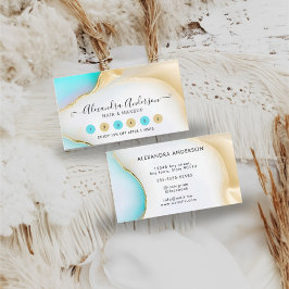 Eleganter Gold-Akzent aus blau-weißem Agate Treuekarte