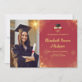 Eleganter Gold & Black Abschluss Einladung