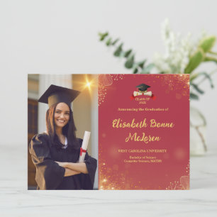 Eleganter Gold & Black Abschluss Einladung