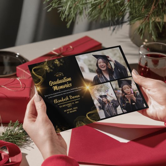 Eleganter Gold & Black Custom Abschluss lädt Sie e Einladung