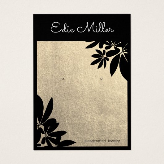 Eleganter Gold Black Floral Script Schriftart Earr (Vorderseite)