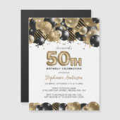 Eleganter Gold Black Glitzer 50. Geburtstag Magnetkarte (Vorne/Hinten)