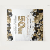 Eleganter Gold Black Glitzer 50. Geburtstag Wandteppich (Vorderseite (Horizontal))