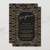 Eleganter Gold Black Great Gatsby 1920er Empfang Einladung (Vorne/Hinten)