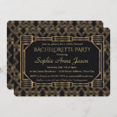 Eleganter Gold Black Great Gatsby Junggeselinnen-A Einladung (Vorne/Hinten)