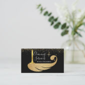 Eleganter Gold Black Housekeeping Reinigungsservic Visitenkarte (Stehend Vorderseite)