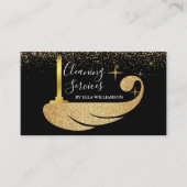 Eleganter Gold Black Housekeeping Reinigungsservic Visitenkarte (Vorderseite)