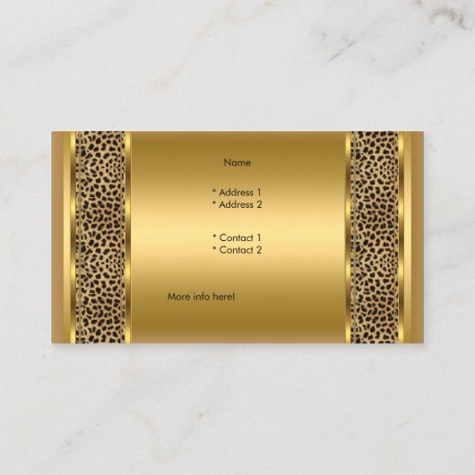 Eleganter Gold Black Leopard Tierdruck Visitenkarte (Rückseite)