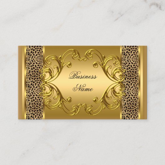 Eleganter Gold Black Leopard Tierdruck Visitenkarte (Vorderseite)
