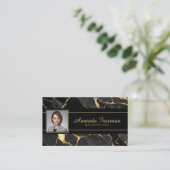 Eleganter Gold & Black Marble Real Anwesen Agent Visitenkarte (Stehend Vorderseite)