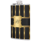 Eleganter Gold Black Metal Look Monogram Name Flachmann (Links)