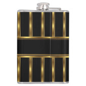 Eleganter Gold Black Metal Look Monogram Name Flachmann (Rückseite)