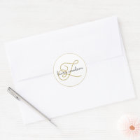 Eleganter Gold Black Monogram Classic Round Sticke