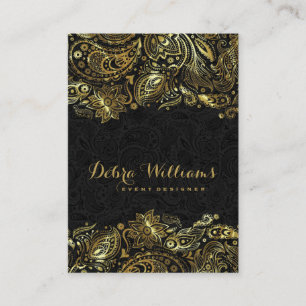 Eleganter Gold & Black Paisley Wedding Planner Visitenkarte