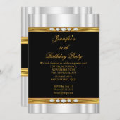 Eleganter Gold Black Silver Silk Diamond Geburtsta Einladung (Vorne/Hinten)