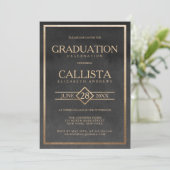 Eleganter Gold Black Watercolor Frame Abschluss Einladung (Stehend Vorderseite)