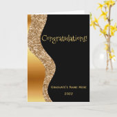 Eleganter Gold Black Wave Abschluss Karte (Gelbe Blume)