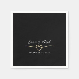 Eleganter Gold Black Wedding Cocktail Napkins Serviette