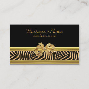 Eleganter Gold Black Zebra Stripe Gold Bow Visitenkarte