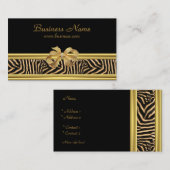 Eleganter Gold Black Zebra Stripe Gold Bow Visitenkarte (Vorne/Hinten)