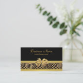 Eleganter Gold Black Zebra Stripe Gold Bow Visitenkarte (Stehend Vorderseite)