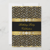 Eleganter Gold Black Zickzack Diamond Geburtstag 2 Einladung (Rückseite)