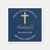 Eleganter Gold Blue Cross First CommunityEmpfang Serviette (Vorderseite)