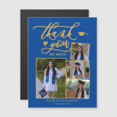 Eleganter Gold Blue Multi Foto Abschluss Vielen Da Magnetkarte (Vorne/Hinten)