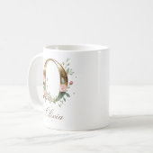 Eleganter Gold-Blumen-Initiale O Monogramm-Becher Kaffeetasse (Vorderseite Links)