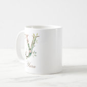Eleganter Gold-Blumen-Initiale Y-Monogramm-Becher Kaffeetasse (Vorderseite Links)