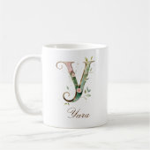 Eleganter Gold-Blumen-Initiale Y-Monogramm-Becher Kaffeetasse (Links)