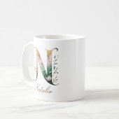 Eleganter Gold-Blumen-Initialen-N-Monogramm-Becher Kaffeetasse (Vorderseite Links)