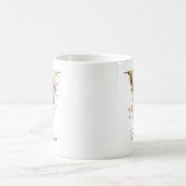 Eleganter Gold-Blumen-Initialen-V-Monogramm-Becher Kaffeetasse (Mittel)