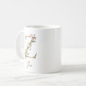 Eleganter Gold-Blumen-Initialen-Z-Monogramm-Becher Kaffeetasse (Vorderseite Links)