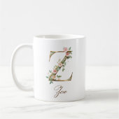 Eleganter Gold-Blumen-Initialen-Z-Monogramm-Becher Kaffeetasse (Links)