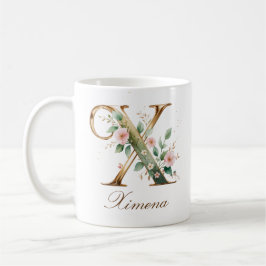 Eleganter Gold-Blumen-Letter-X-Monogramm-Becher Kaffeetasse