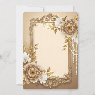 Eleganter Gold-Blumenrahmen mit Perlenakzenten