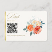Eleganter Gold Blush Blumenzettel QR Code Begleitkarte (Vorderseite)