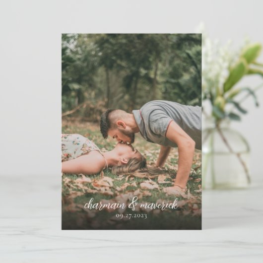 Eleganter Gold Border QR Code Hochzeit Einladung (Stehend Vorderseite)