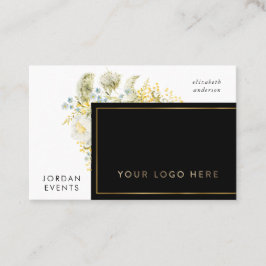 Eleganter Gold Border Wildblume QR CODE Visitenkarte