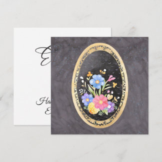 Eleganter Gold-Botanik-Rahmen & Aquarell-Blumen Feiertagskarte