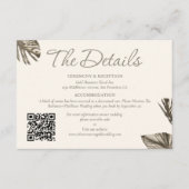 Eleganter Gold Botanischer QR Code Hochzeit der De Begleitkarte (Vorderseite)