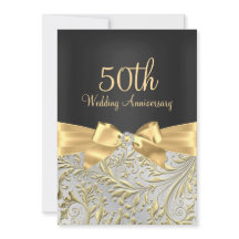 Eleganter Gold Bow & Floral Swirl 50 Jahre alt