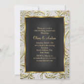 Eleganter Gold Bow & Floral Swirl 50 Jahre alt Einladung (Rückseite)