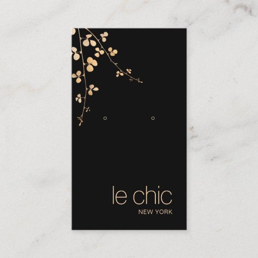 Eleganter Gold Branch Black Earring Display Holder Visitenkarte (Vorderseite)