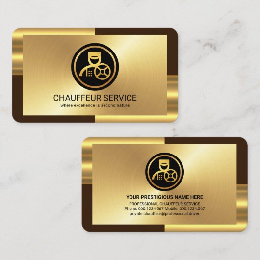 Eleganter Gold Bronze Layers Chauffeur Visitenkarte (Vorne/Hinten)