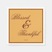 Eleganter Gold Brown Erntedank Serviette (Vorderseite)